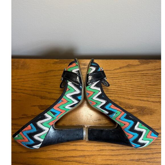 Naughty Monkey Women's Moroccan Strut Pump Black Orange Peep Toe Y2K Size 7.5 - Picture 4 of 8